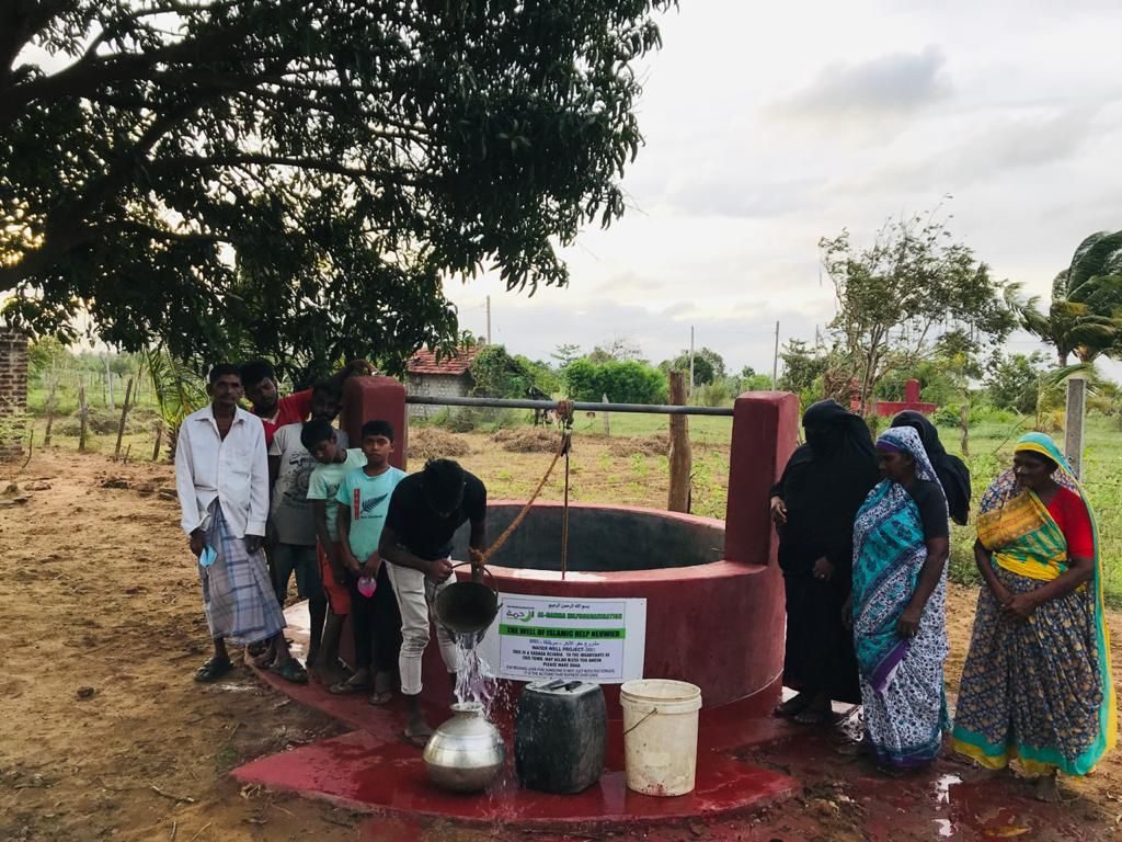 A community water well built by Al-Hikma Charitable Foundation